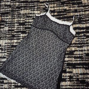 wild fable Black Lace Mini Dress with White Trim